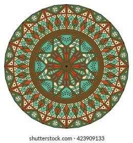 Colorful round ethnic pattern. Element for design