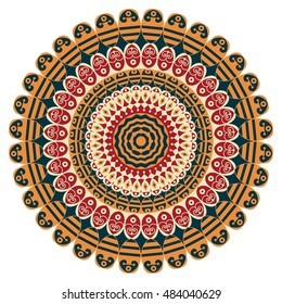 Colorful round ethnic pattern. Element for design