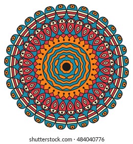 Colorful round ethnic pattern. Element for design