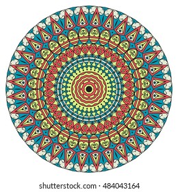 Colorful round ethnic pattern. Element for design