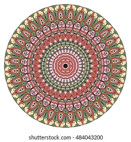 Colorful round ethnic pattern. Element for design