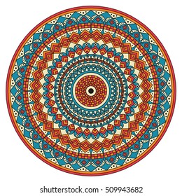 Colorful round ethnic pattern. Element for design