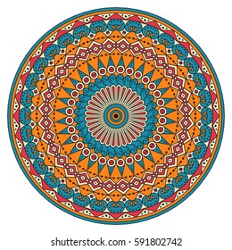 Colorful round ethnic pattern. Element for design
