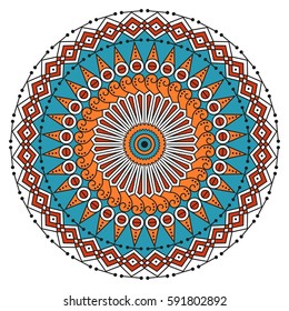 Colorful round ethnic pattern. Element for design