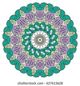 Colorful round ethnic pattern. Element for design