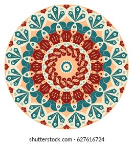 Colorful round ethnic pattern. Element for design