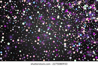 Colorful Round Festival Vector Transparent Background. Holographic Abstract Dust Card. Flying Texture. Blur FallingFestive Banner.