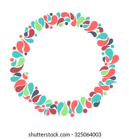 Colorful round frame with an abstract ornament. Perfect for greeting cards, wedding invitation, textile.