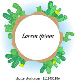 Colorful round frame decorated with cactuses for your design. EPS10