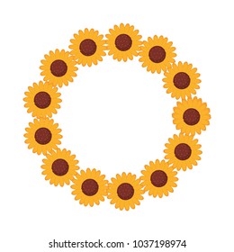 colorful  round frame flower leaf over white background vector illustration