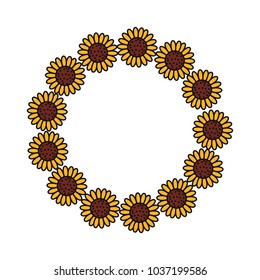 colorful  round frame flower over white  background vector illustration