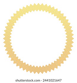 Marco redondo colorido aislado en blanco. Marco del vector para la foto. Marco para texto, certificado, imágenes, diploma. Marco Zig Zag. Degradado amarillo y naranja