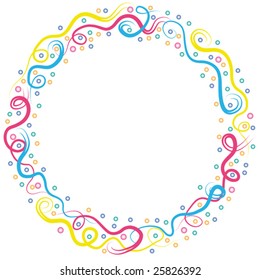 colorful round frame with many colored lines and buttons