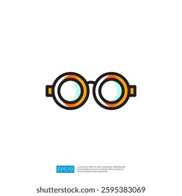 Colorful Round Glasses Icon Illustration Representing Eyewear Fashion and Optometry Design Concept