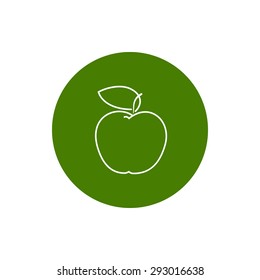 Colorful Round  Icon Apple, Fruit Icon, Line Style, Vector Illustration