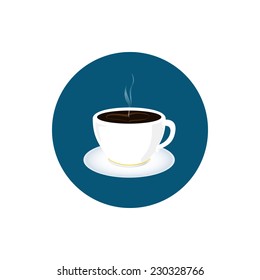 Colorful round   icon cup of tea,  icon cup of coffee ,   vector illustration