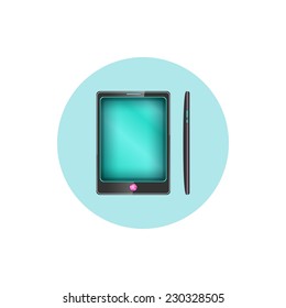 Colorful round icon phone, gadget icon,  vector illustration