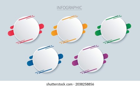 colorful round infographic vector template with 5 options.