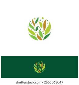 Colorful round Leaf logo vector plant eco green symbol template. Vector illustration