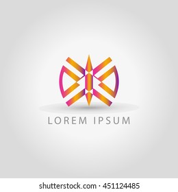 Colorful round logo design set for business, technology or science