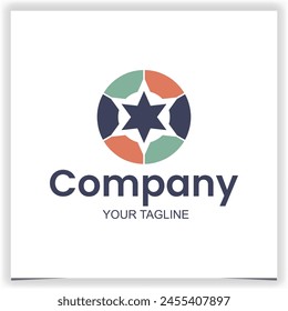 Colorful round logo with a star logo design template