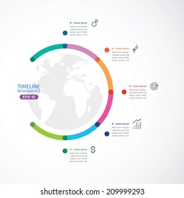 Colorful Round Off Timeline With Five Points