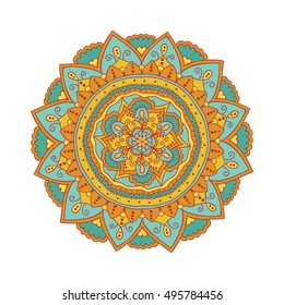 Colorful round ornament. Ethnic boho mandala. Vector art