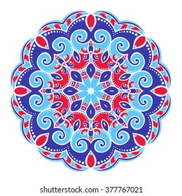 Colorful round ornament. Ethnic mandala. Vector art