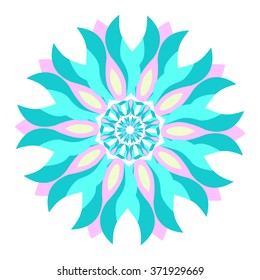 Colorful round ornament. Floral mandala. 