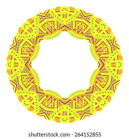 Colorful round ornament. Lace pattern. Can be used as frame or border. Vector element for your design