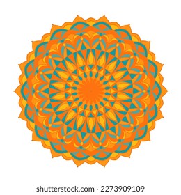 Colorful round ornament of mandala. Vector illustration. 