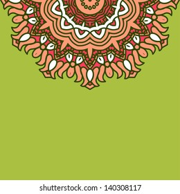 Colorful Round Ornamental Pattern, Greeting Card Template Design, Mosaic Vector Illustration