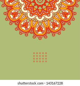 Colorful Round Ornamental Pattern, Greeting Card Template Design, Mosaic Vector Illustration
