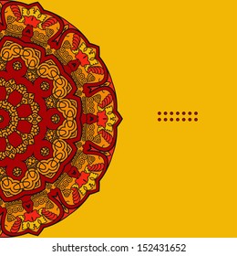 Colorful Round Ornamental Pattern, Greeting Card Template Design, Mosaic Vector Illustration