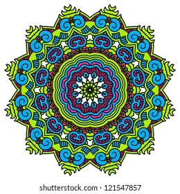 Colorful round ornamental pattern, mosaic vector illustration