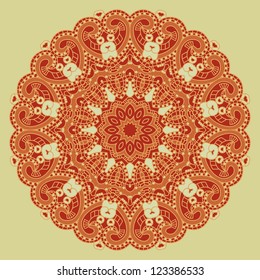 Colorful round ornamental pattern, mosaic vector illustration