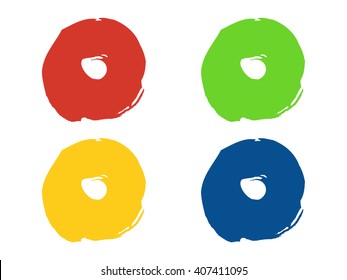 Colorful round paint stains, set isolated illustration background vector 