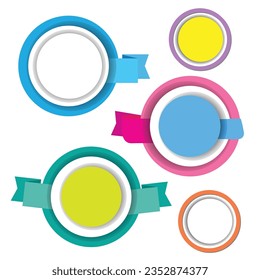 Colorful round paper labels with shadows