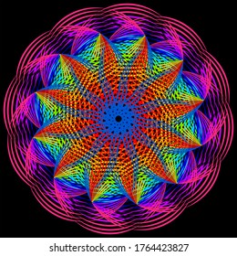 Patrón redondo colorido con estilo de arte de línea mandala. Fondo de estilo de arte de línea de vector.