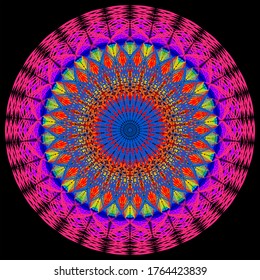 Patrón redondo colorido con estilo de arte de línea mandala. Fondo de estilo de arte de línea de vector.