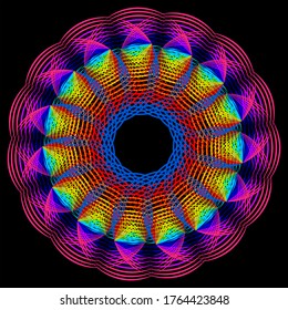 Colorful round pattern with mandala line art style. Vector line art style background.