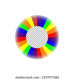 colorido marco de fotos redondo con espacio vacío en el medio para un lugar donde poner fotos