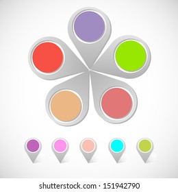 Colorful round pin pointer, stock vector