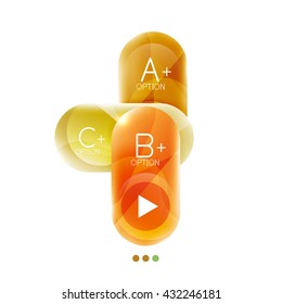 Colorful round rectangles concept, business infographics. Vector option banner with text and button