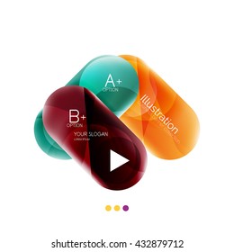 Colorful round rectangles concept, business infographics. Vector option banner with text and button