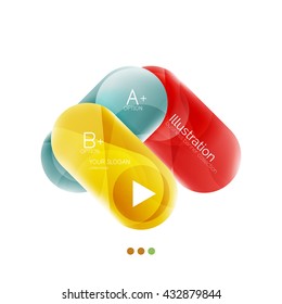 Colorido concepto de rectángulos redondos, infografías de negocios. Banner de opción de vector con texto y botón
