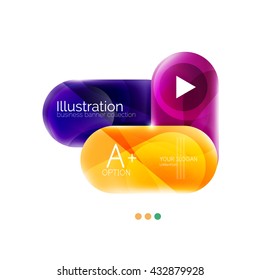 Colorful round rectangles concept, business infographics. Vector option banner with text and button