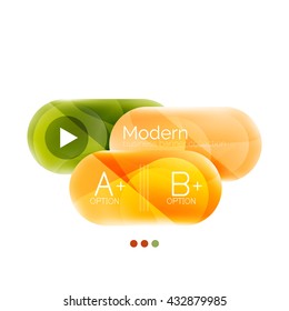 Colorful round rectangles concept, business infographics. Vector option banner with text and button