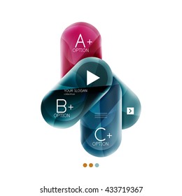 Colorful round rectangles concept, business infographics. Vector option banner with text and button