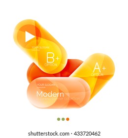Colorful round rectangles concept, business infographics. Vector option banner with text and button